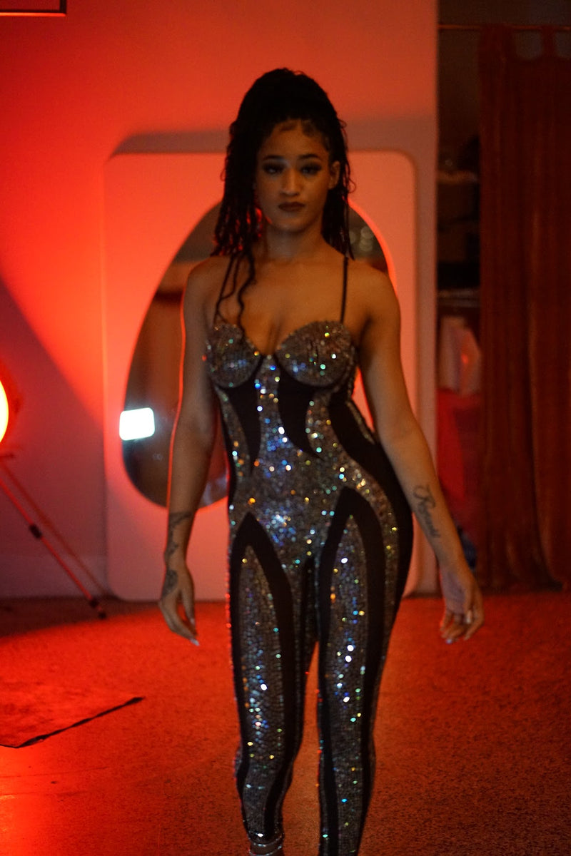 Turn me up baddie jumpsuit - black shopwithfloco