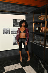 Faux leather baddie jacket - wine