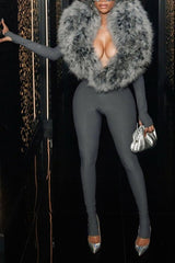 Her baddie fur jumpsuit