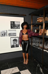 Faux leather baddie jacket - wine