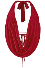 Cowl neck open back baddie top - red