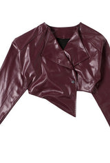 Faux leather baddie jacket - wine