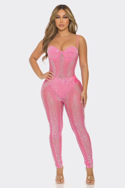 Turn me up baddie jumpsuit - pink shopwithfloco