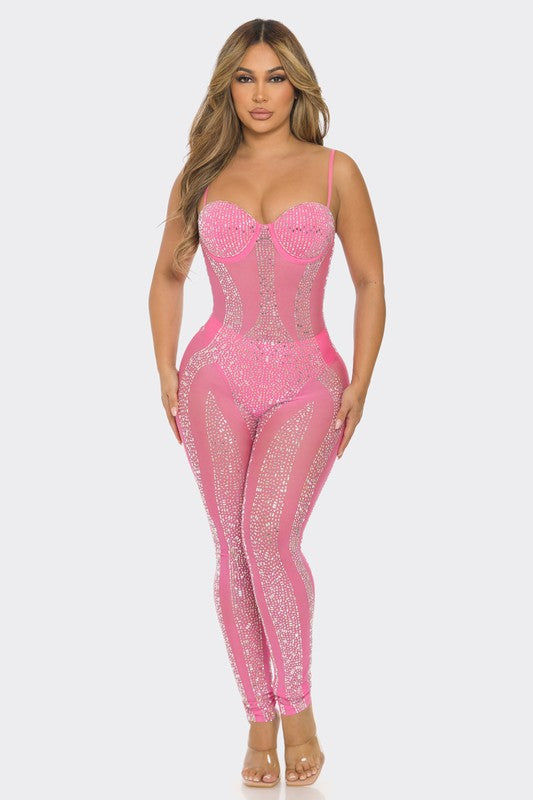 Turn me up baddie jumpsuit - pink shopwithfloco