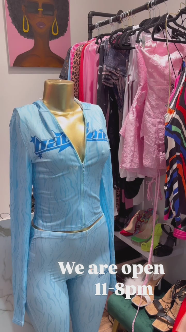 Cheetah baddie tracksuit- blue