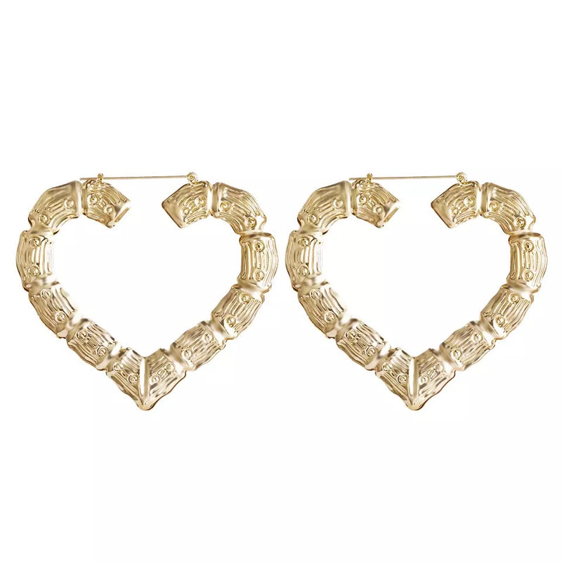 Heart Bamboo Hoop Earrings